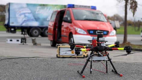 Feuerwehrdrohne Kite 75 am Kabel Einsatz bei SAR