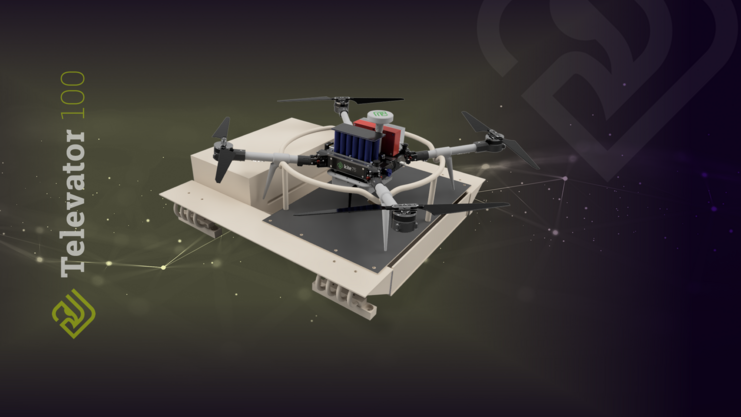 Mobile Tether-Kabellösung Televator 100 Kabeldrohnen-System