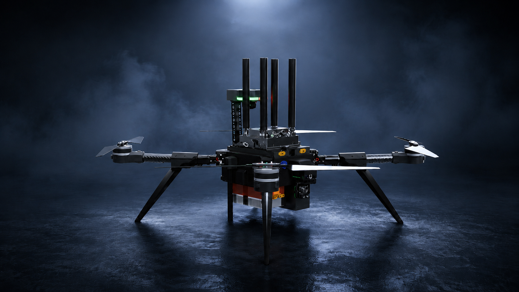 VECTIS X Fusion M2 als UAV-System der M-Klasse mit Dual-Deck-Architektur, vier nutzbaren Rails, kombinierter Recon-/Relay-Funktion und flexibler Systemintegration.